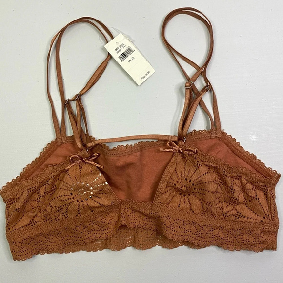 NWT Aerie rust lace bralette no padding adjustable straps XS burnt orange - Picture 2 of 6